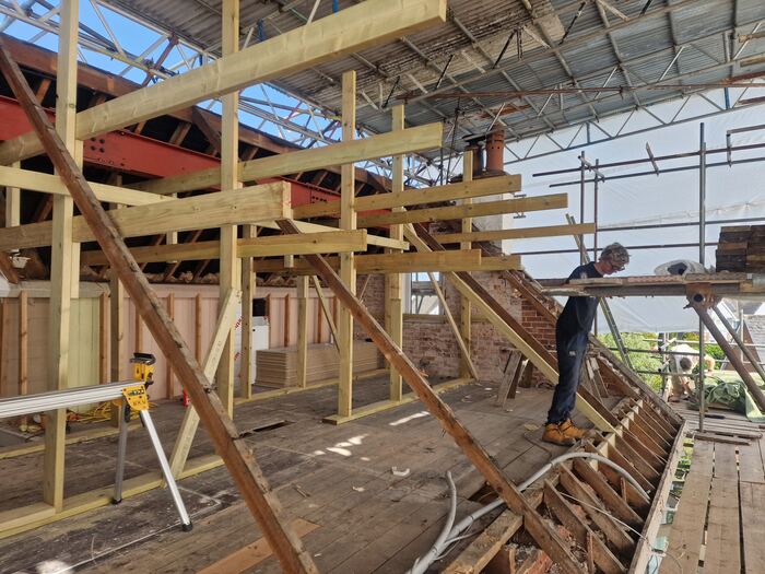 Exeter Road — Roof structure going up
