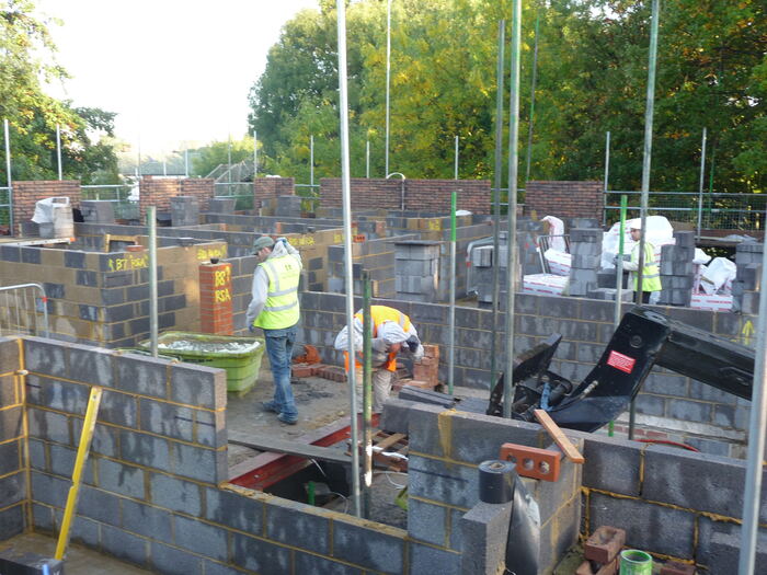Priory Court — Groundworks and block walls underway