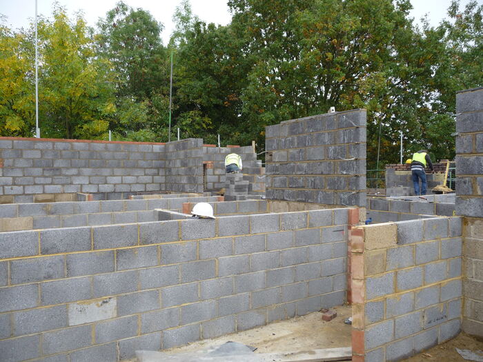 Priory Court — Building up the block walls